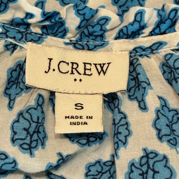 J. Crew Blue and White Patterned Blouse Size Small - Picture 5 of 11
